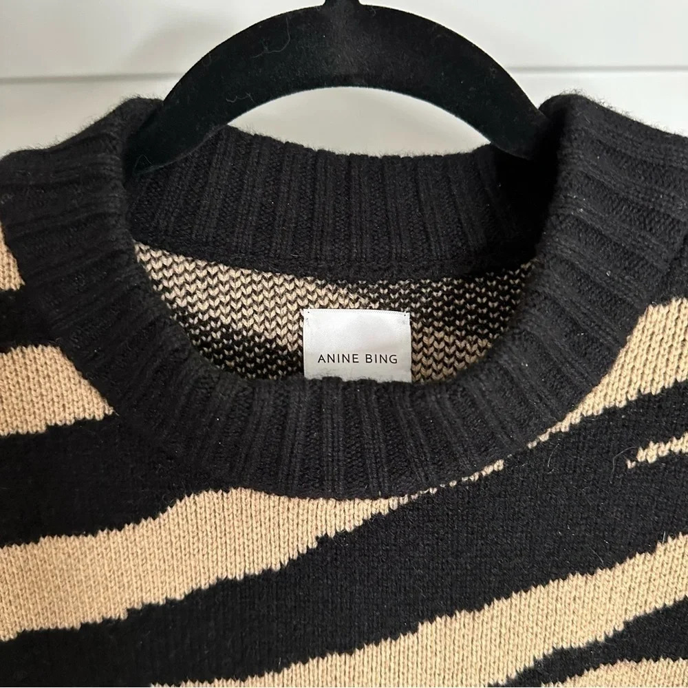 ANINE BING Cheyenne Zebra Cashmere Sweater SZ S - Picture 7 of 9